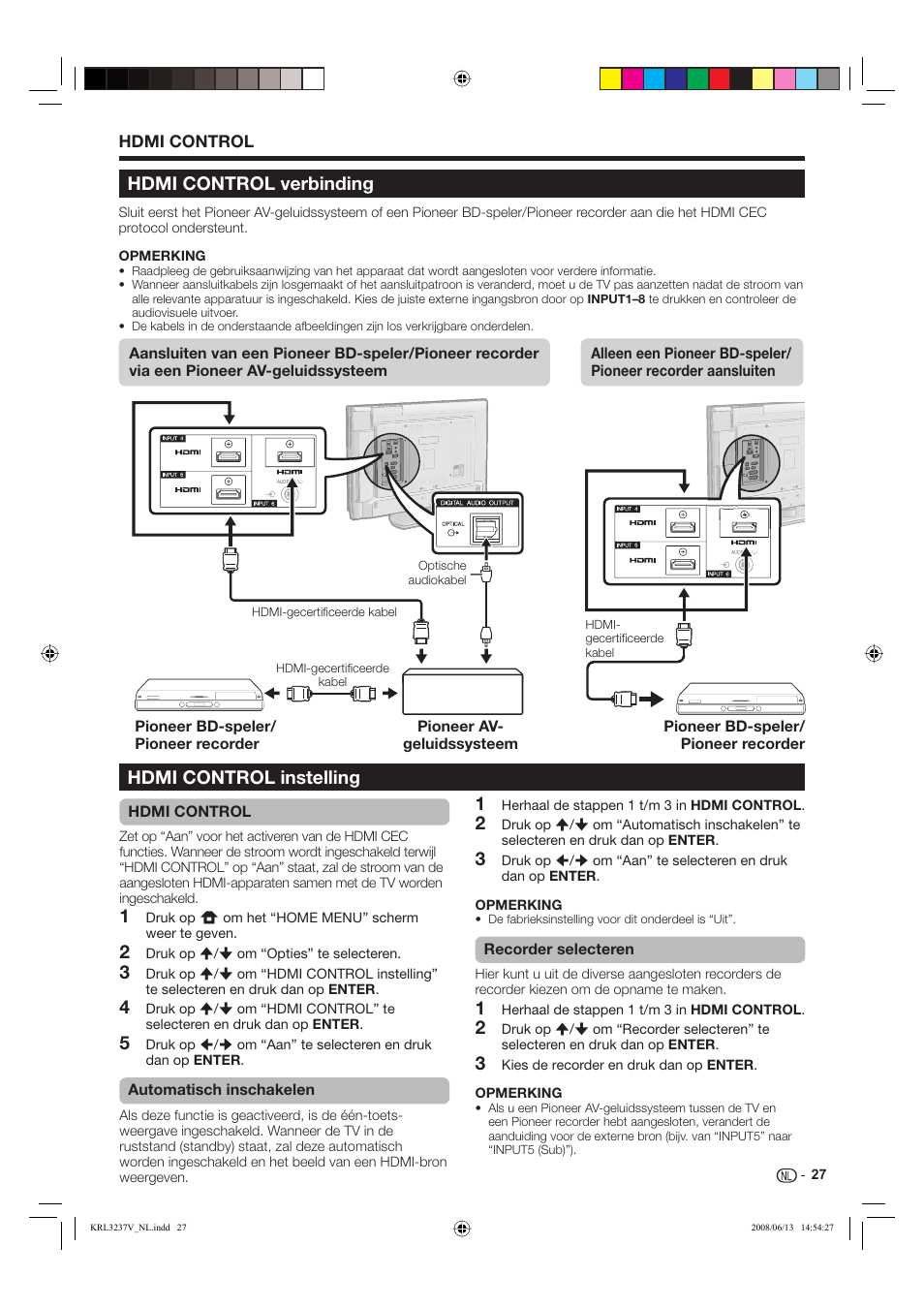 Hdmi control verbinding | Pioneer KRL-32V User Manual | Page 222 / 340