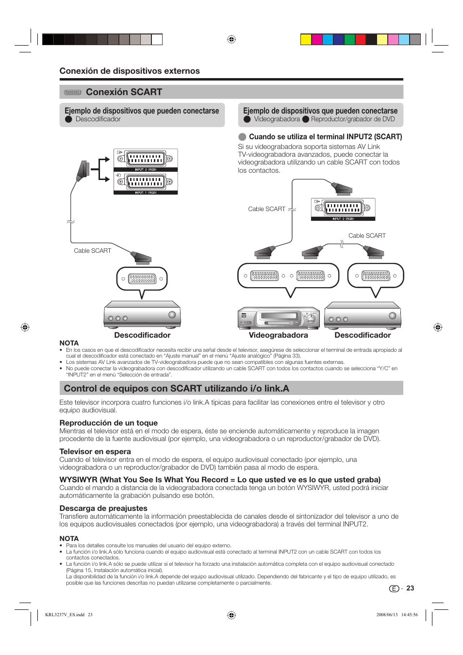 Control de equipos con scart utilizando i/o link.a, Conexión scart | Pioneer KRL-32V User Manual | Page 266 / 340