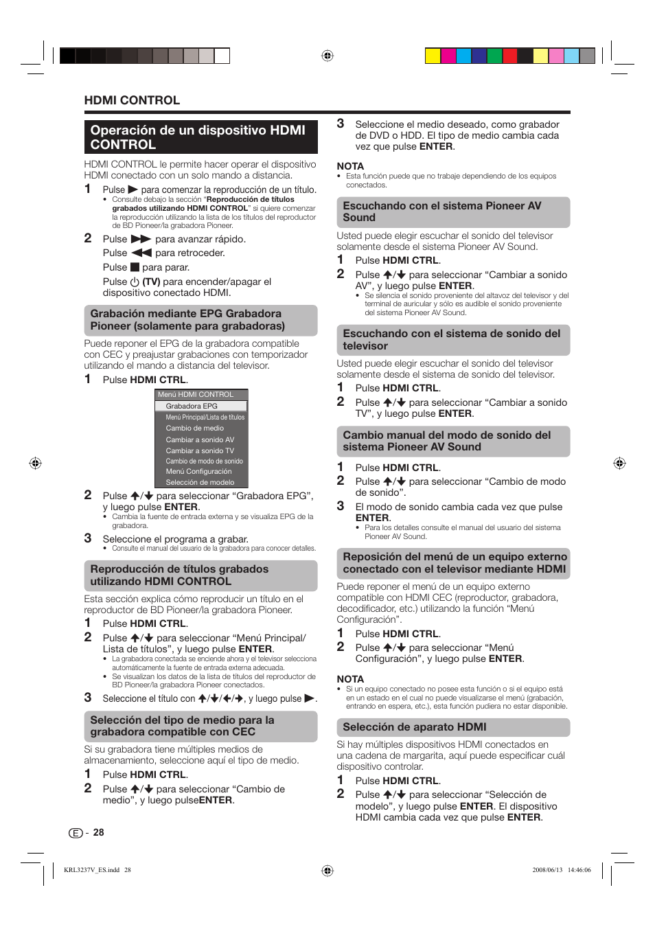 Operación de un dispositivo hdmi control | Pioneer KRL-32V User Manual | Page 271 / 340