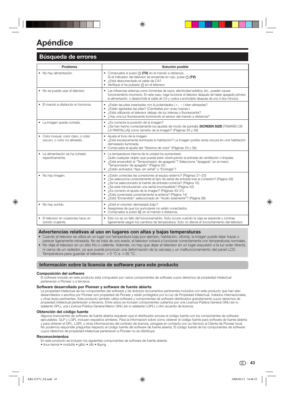Apéndice, Búsqueda de errores | Pioneer KRL-32V User Manual | Page 286 / 340