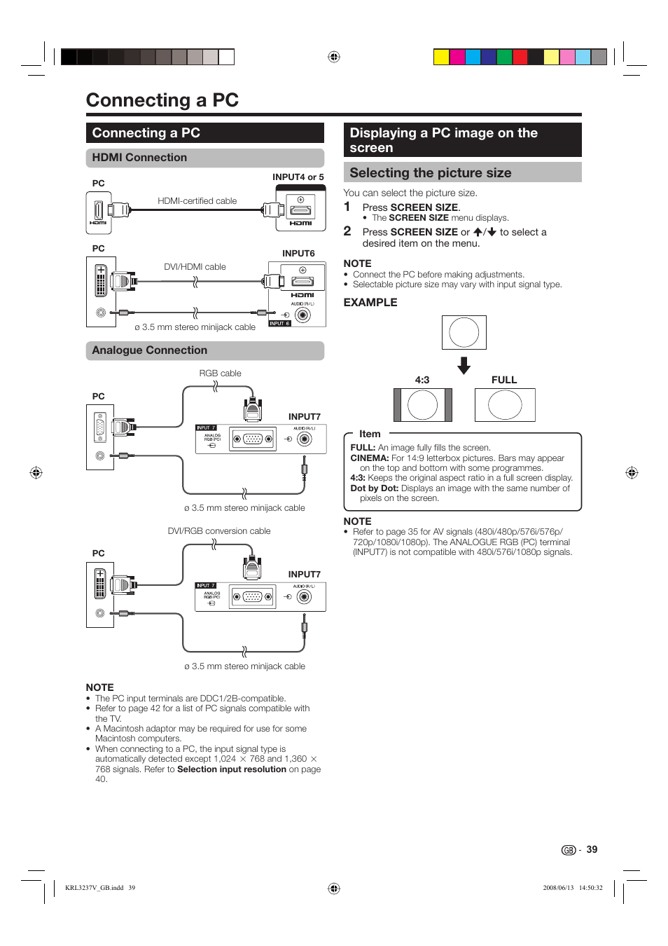 Connecting a pc | Pioneer KRL-32V User Manual | Page 42 / 340