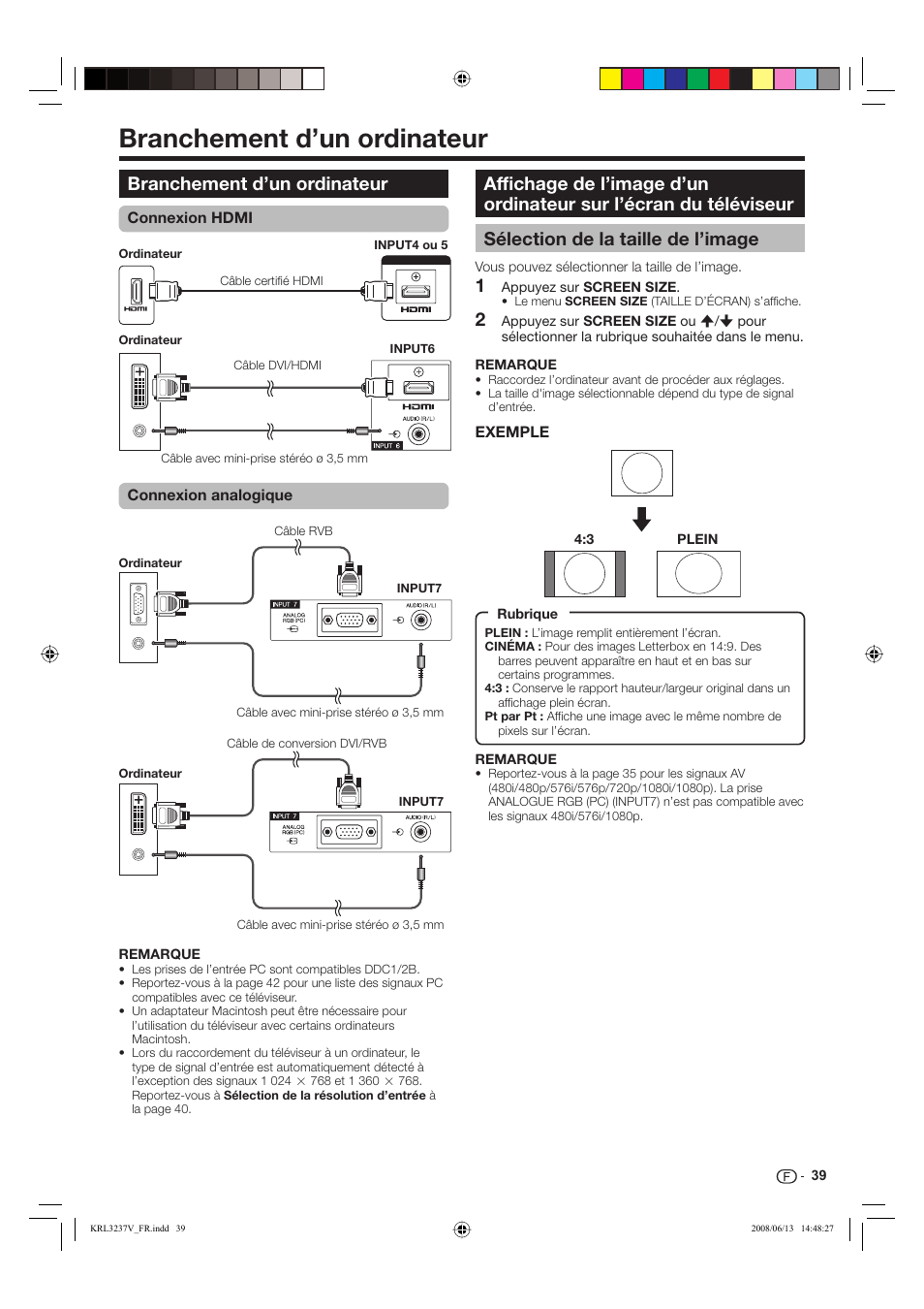 Branchement d’un ordinateur | Pioneer KRL-32V User Manual | Page 90 / 340