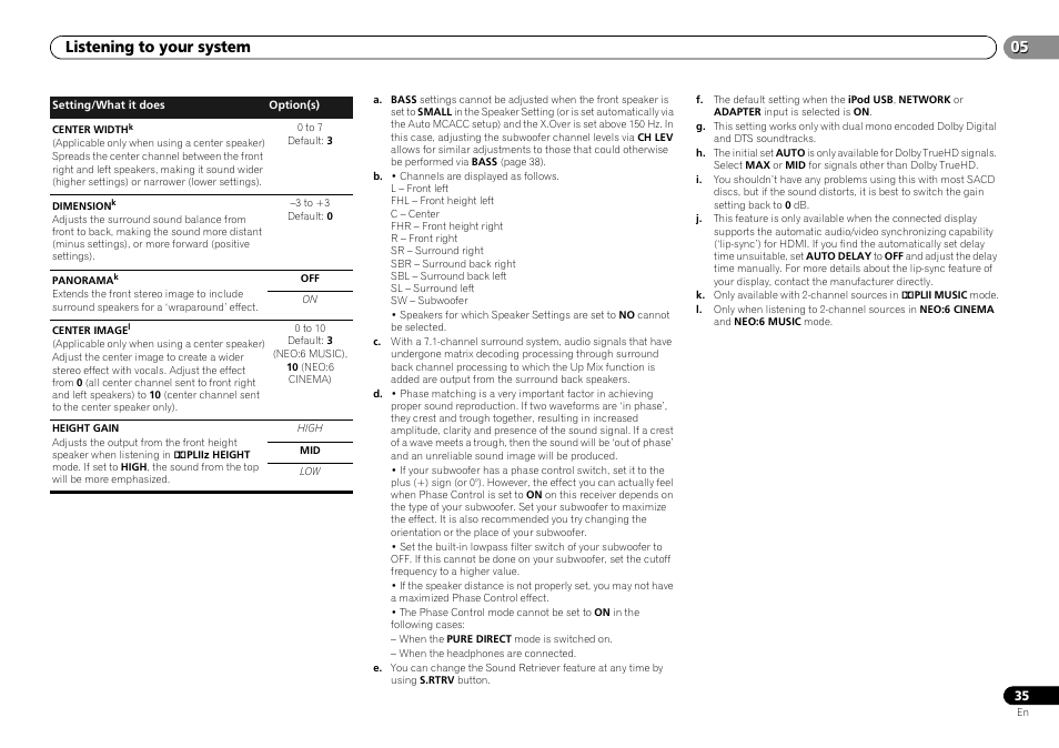Listening to your system | Pioneer VSX-S500-S User Manual | Page 35 / 56