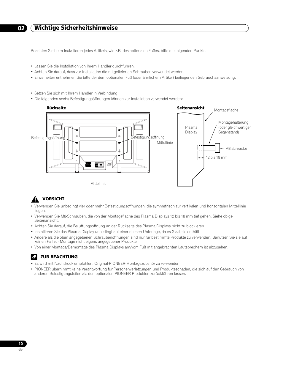 Wichtige sicherheitshinweise 02 | Pioneer PDP-506FDE User Manual | Page 102 / 141