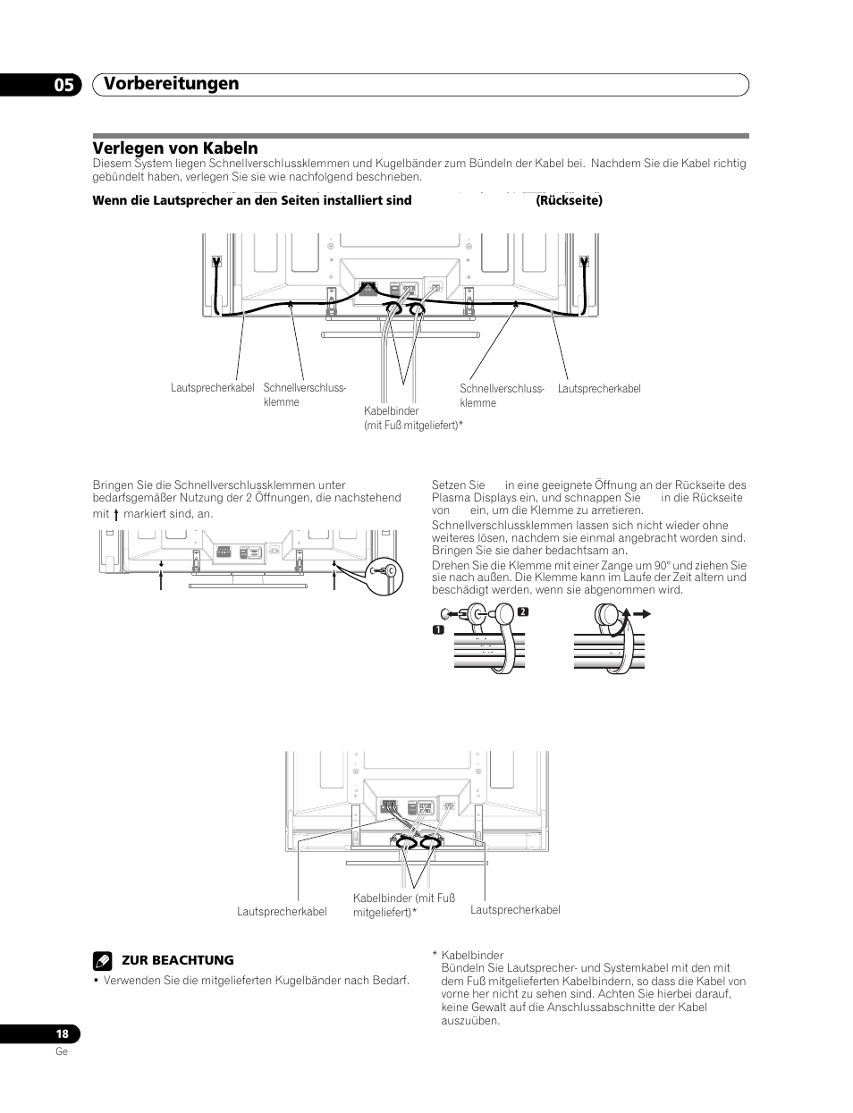 Verlegen von kabeln, Vorbereitungen 05 | Pioneer PDP-506FDE User Manual | Page 110 / 141