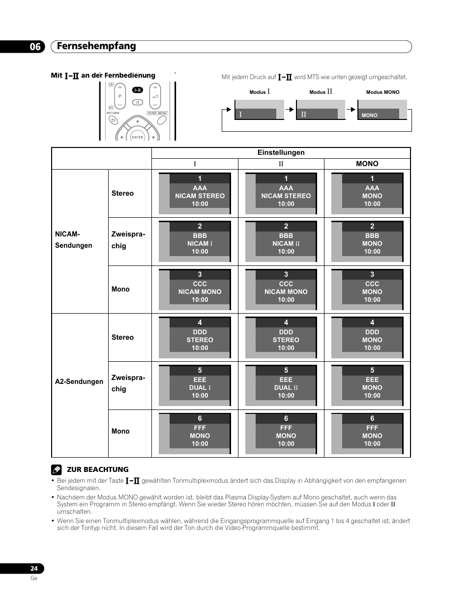 Fernsehempfang 06 | Pioneer PDP-506FDE User Manual | Page 116 / 141