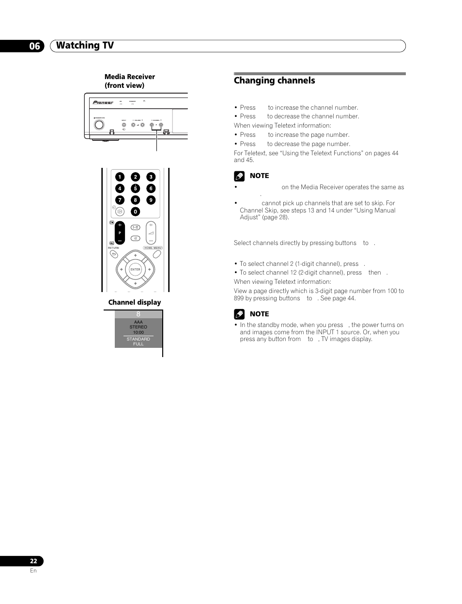 Changing channels, Watching tv 06 | Pioneer PDP-506FDE User Manual | Page 22 / 141