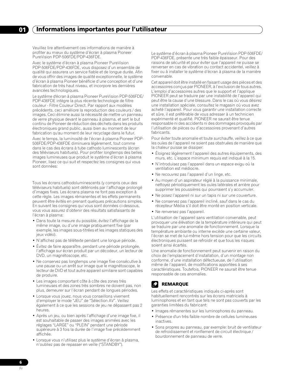 01 informations importantes pour, L’utilisateur | Pioneer PDP-506FDE User Manual | Page 52 / 141