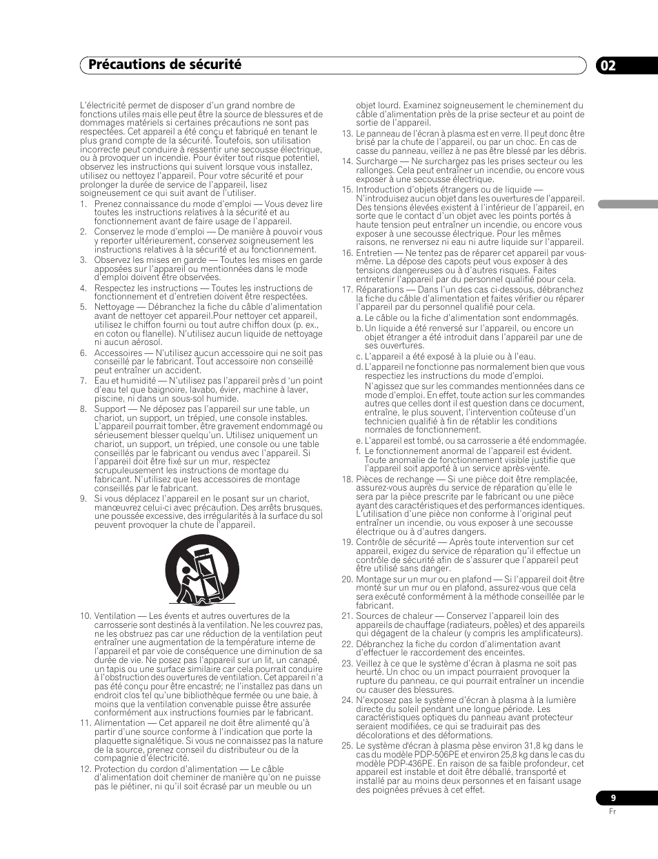 02 précautions de sécurité, Précautions de sécurité 02, Précautions de sécurité | Pioneer PDP-506FDE User Manual | Page 55 / 141