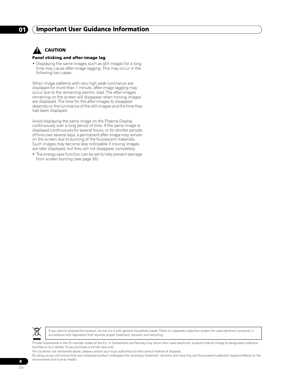 Important user guidance information 01 | Pioneer PDP-506FDE User Manual | Page 8 / 141