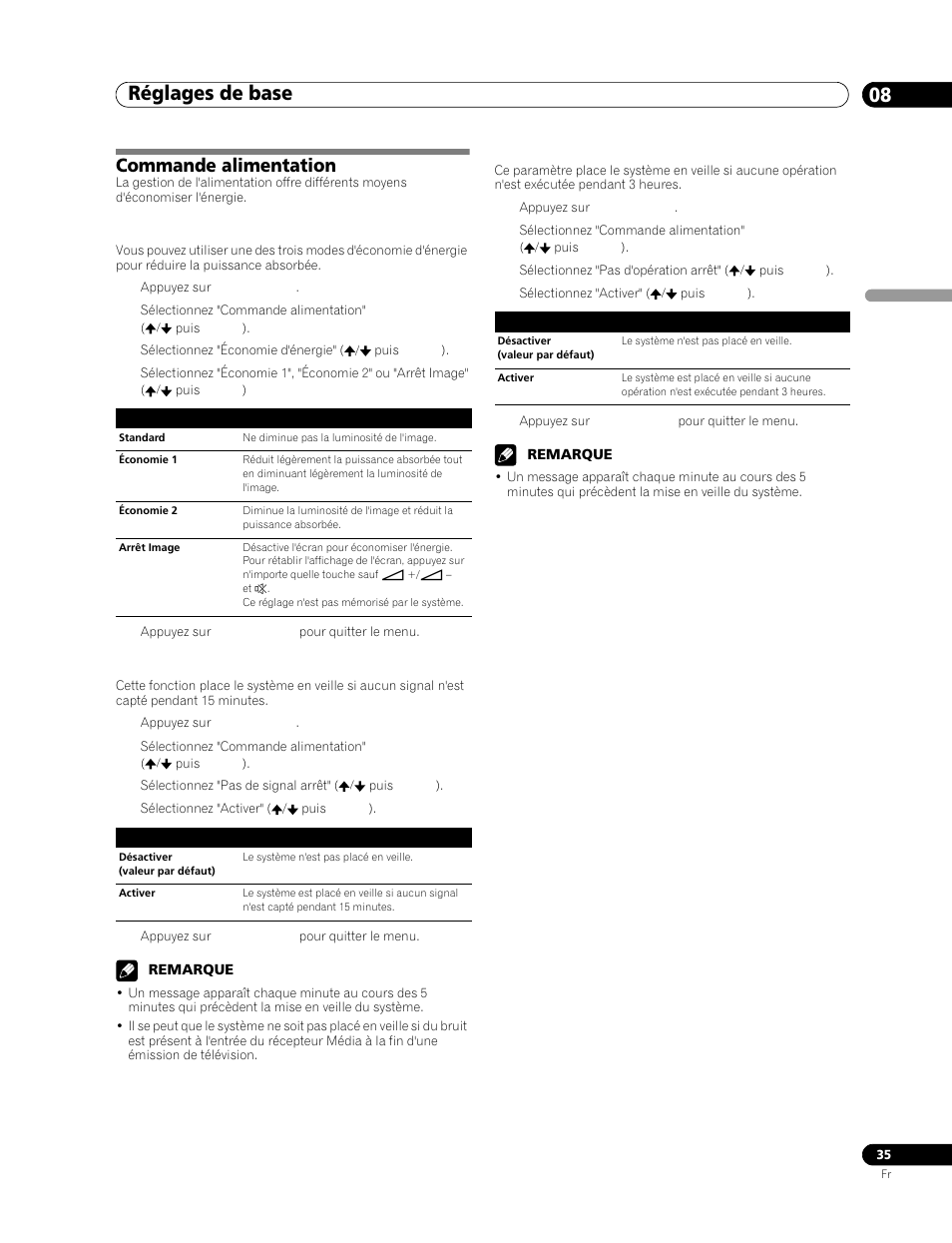 Commande alimentation, Réglages de base 08 | Pioneer PDP-506FDE User Manual | Page 81 / 141