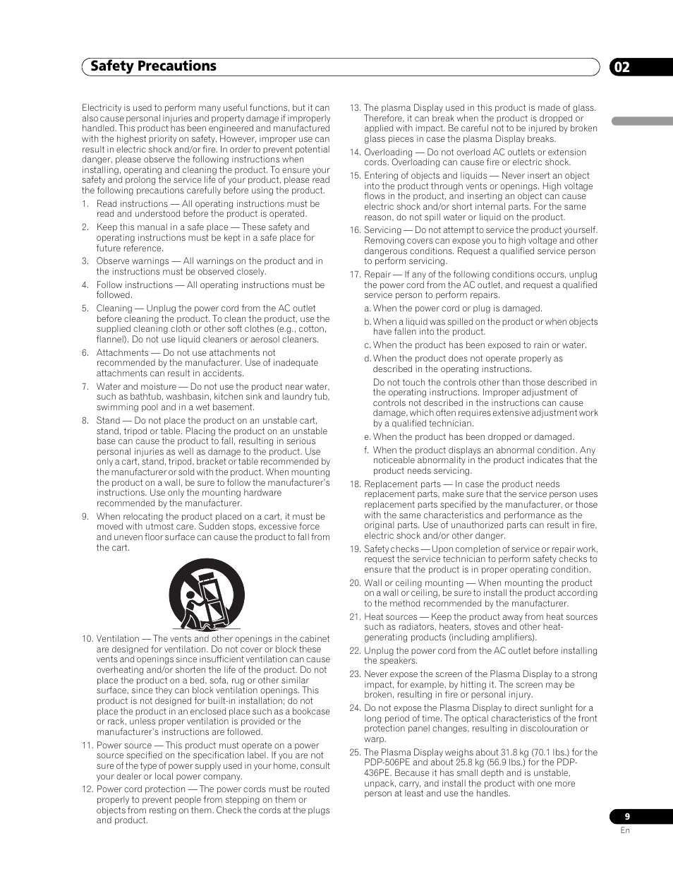 02 safety precautions, Safety precautions 02, Safety precautions | Pioneer PDP-506FDE User Manual | Page 9 / 141