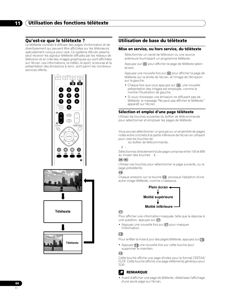 11 utilisation des fonctions télétexte, Qu'est-ce que le télétexte, Utilisation de base du télétexte | Mise en service, ou hors service, du, Télétexte | Pioneer PDP-506FDE User Manual | Page 90 / 141