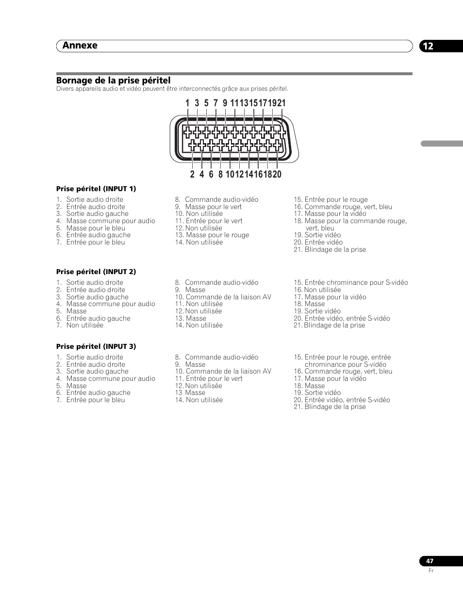 Bornage de la prise péritel, Annexe 12 | Pioneer PDP-506FDE User Manual | Page 93 / 141