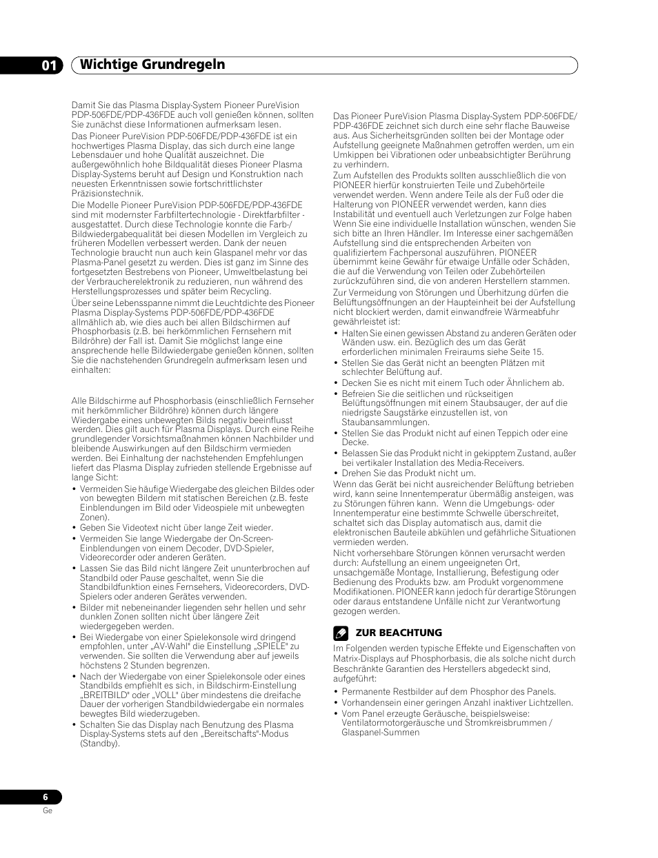 01 wichtige grundregeln, Wichtige grundregeln 01 wichtige grundregeln | Pioneer PDP-506FDE User Manual | Page 98 / 141