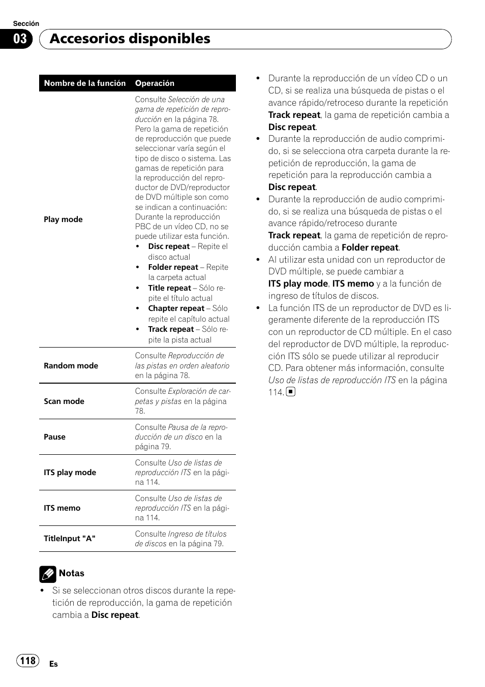 Accesorios disponibles | Pioneer DEH-P6900IB User Manual | Page 118 / 126