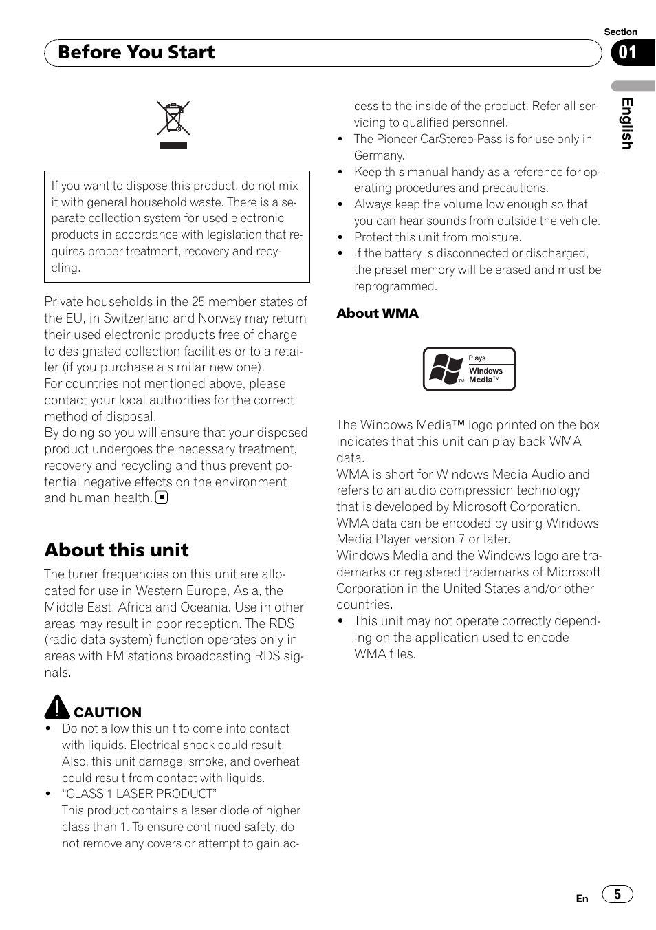 Before you start, About this unit | Pioneer DEH-P6900IB User Manual | Page 5 / 126
