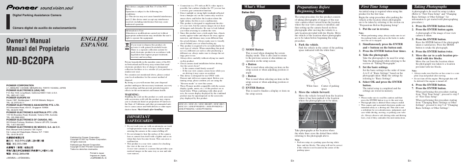 Pioneer ND-BC20PA User Manual | 6 pages