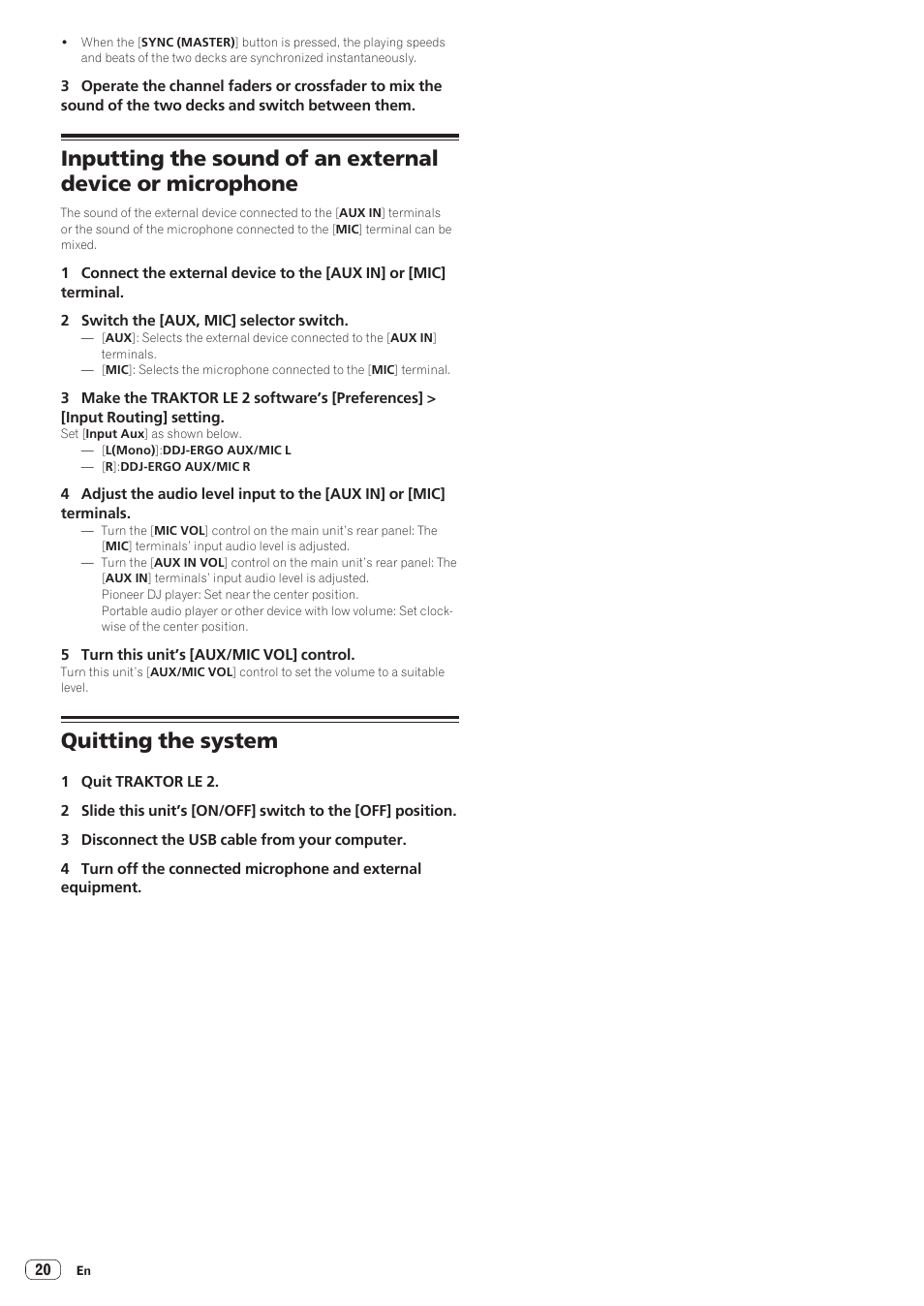 Quitting the system | Pioneer DDJ-ERGO-K User Manual | Page 20 / 31