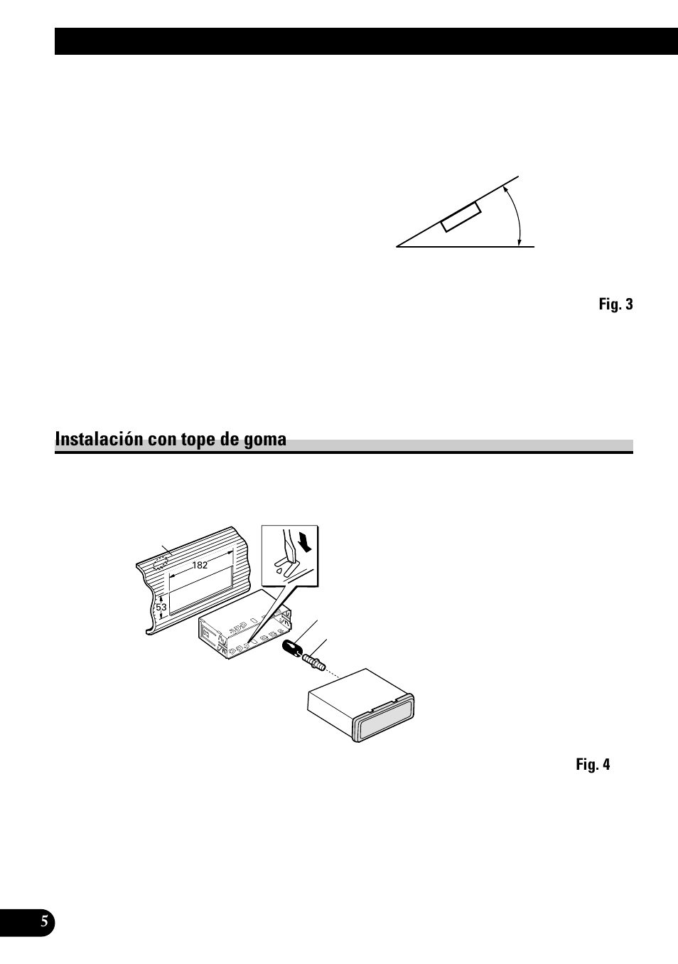 Instalación, Instalación con tope de goma | Pioneer KEH-P1010R User Manual | Page 12 / 40