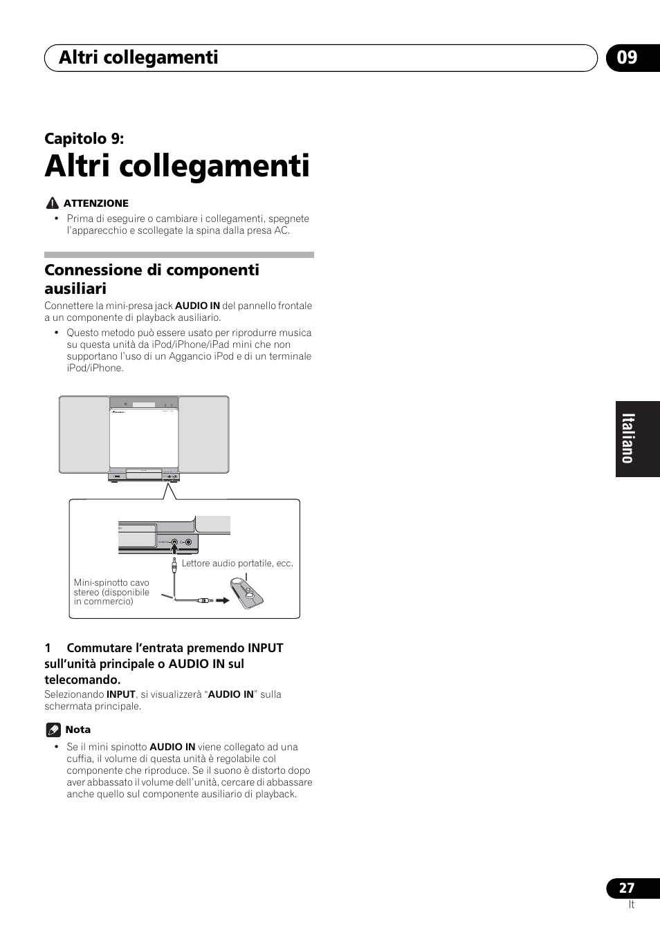 09 altri collegamenti, Connessione di componenti ausiliari, Altri collegamenti | Altri collegamenti 09, Capitolo 9 | Pioneer X-SMC00 User Manual | Page 135 / 256