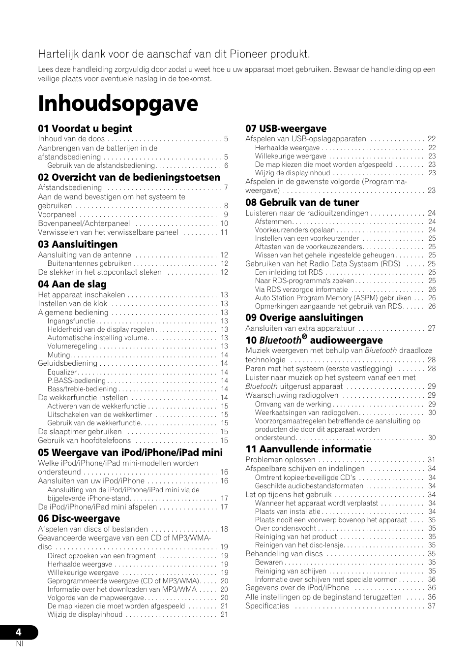 Slim micro system | slim microsysteem, Handleiding, Inhoudsopgave | Pioneer X-SMC00 User Manual | Page 148 / 256