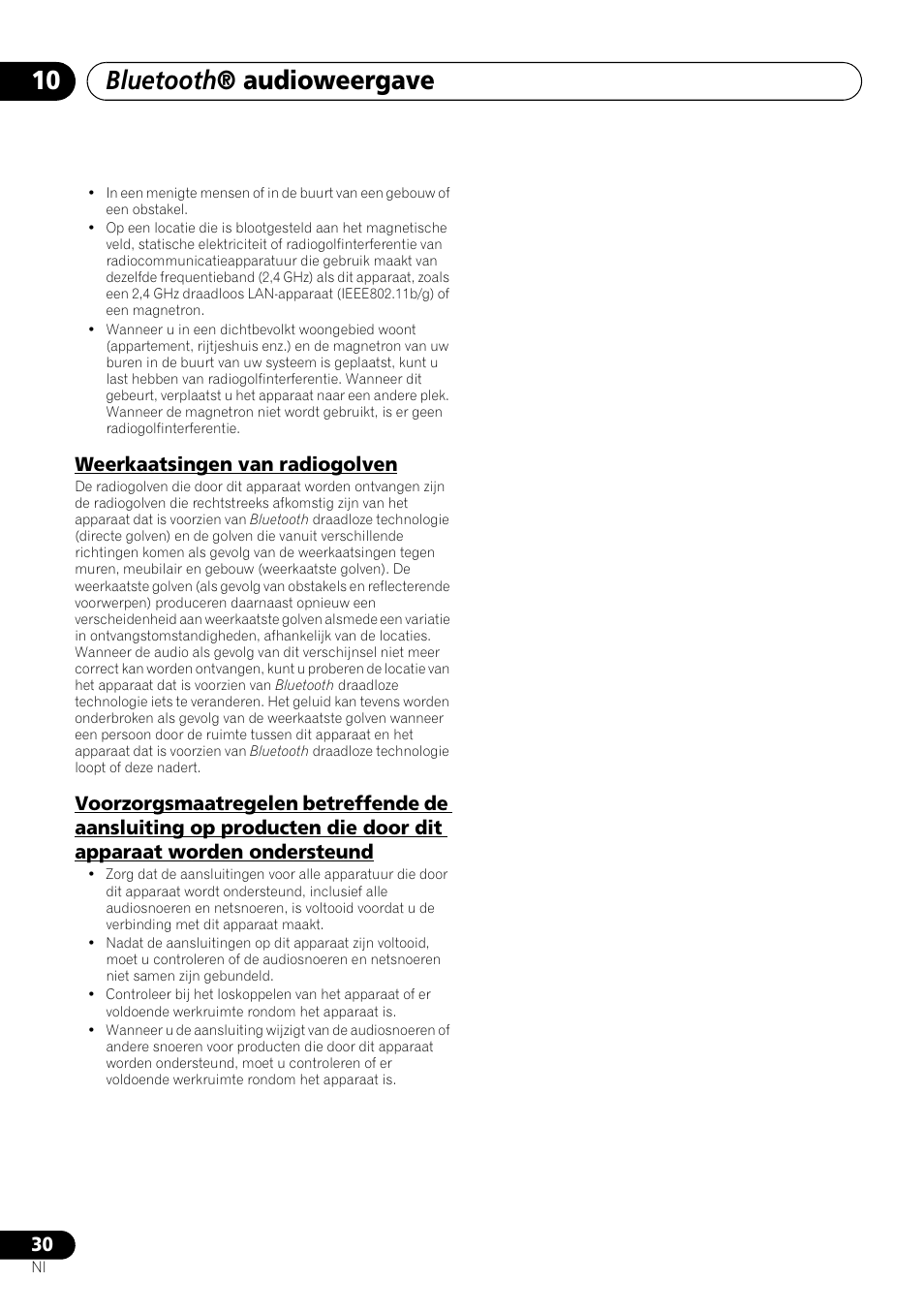Bluetooth ® audioweergave, Weerkaatsingen van radiogolven | Pioneer X-SMC00 User Manual | Page 174 / 256