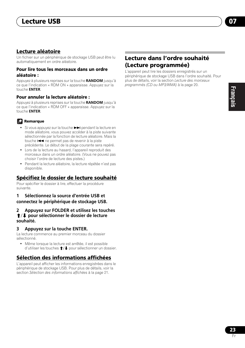 Lecture dans l’ordre souhaité (lecture programmée), Lecture usb 07 | Pioneer X-SMC00 User Manual | Page 59 / 256