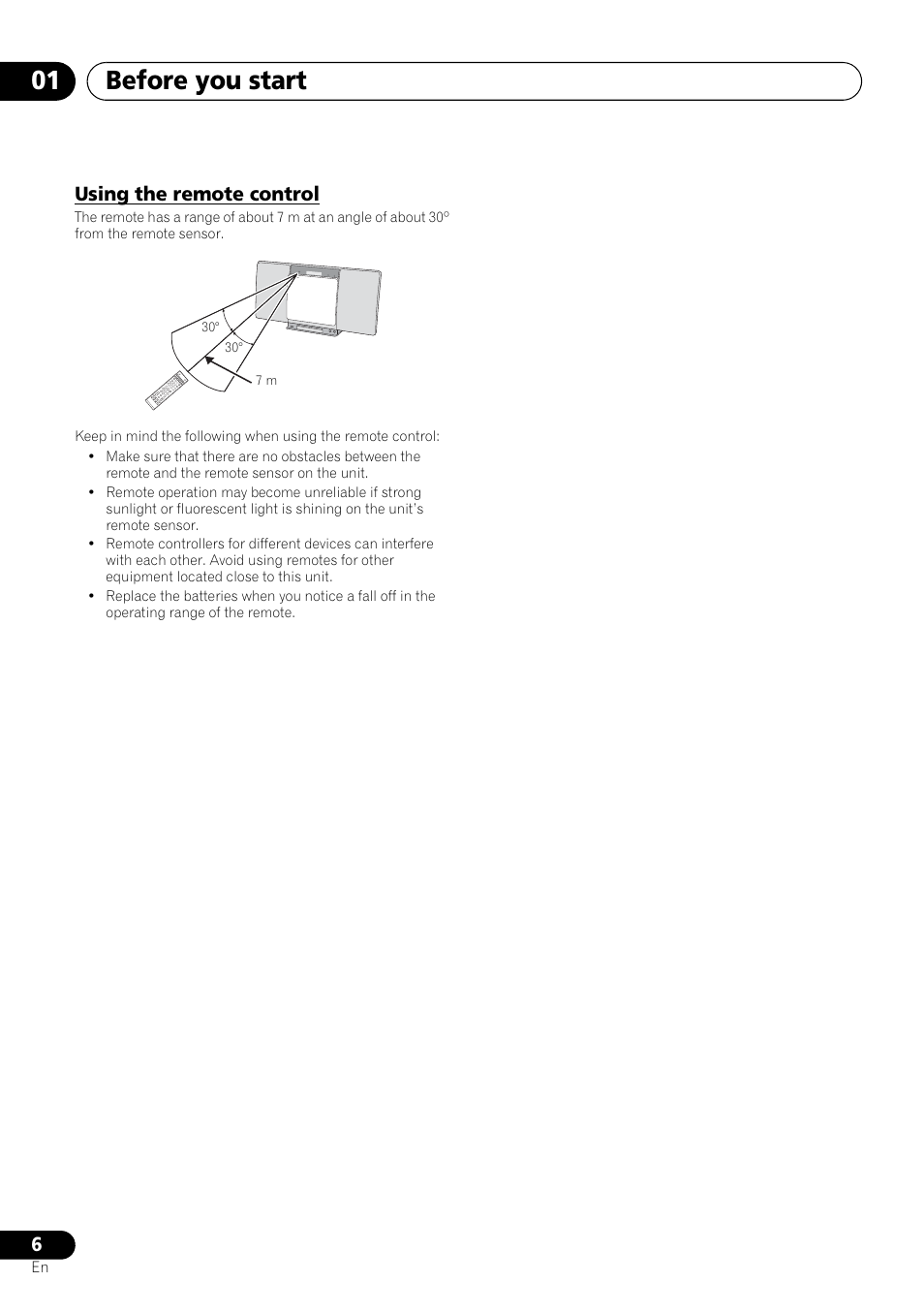 Using the remote control, Before you start 01 | Pioneer X-SMC00 User Manual | Page 6 / 256