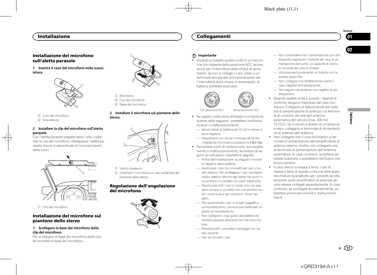 Installazione, Collegamenti | Pioneer DEH-4600BT User Manual | Page 11 / 32