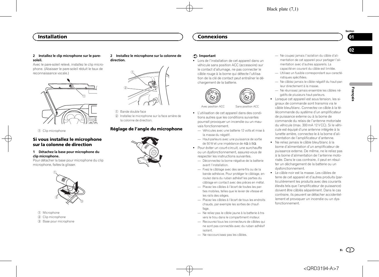 Installation, Connexions | Pioneer DEH-4600BT User Manual | Page 7 / 32