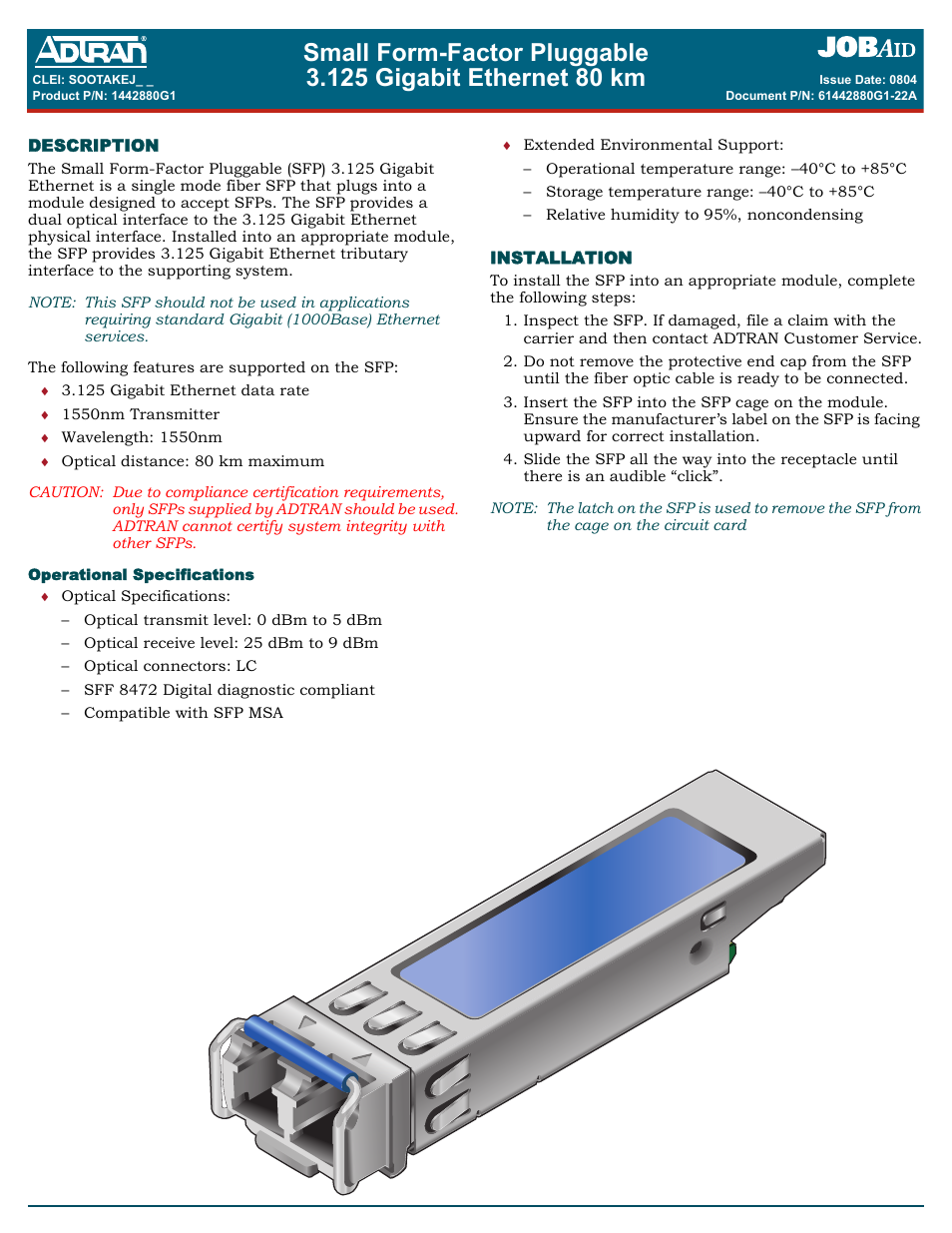 ADTRAN 1442880G1 User Manual | 2 pages