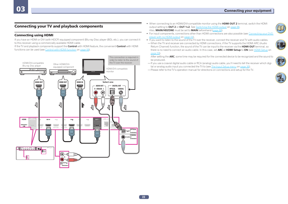 Connecting your tv and playback components | Pioneer VSX-923-S User Manual | Page 23 / 115