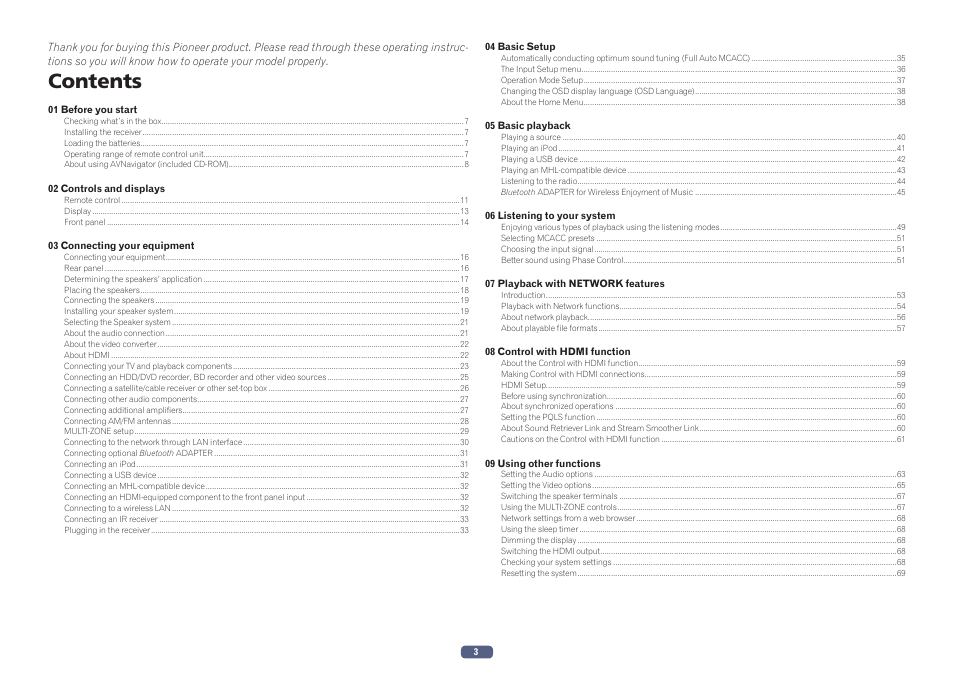 Pioneer VSX-923-S User Manual | Page 3 / 115