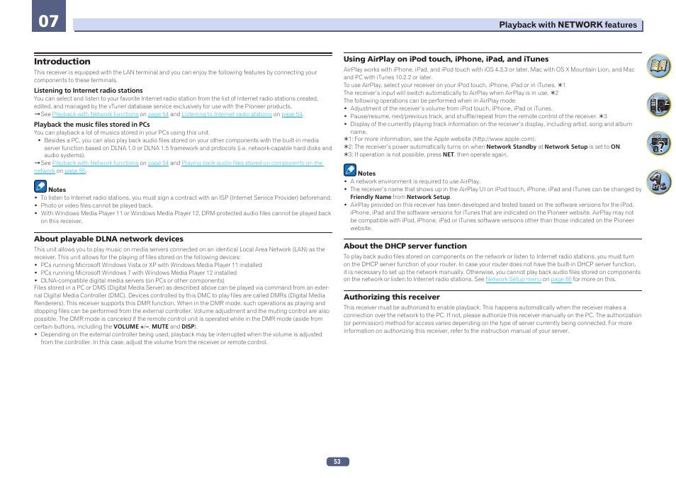 07 playback with network features, Introduction | Pioneer VSX-923-S User Manual | Page 53 / 115