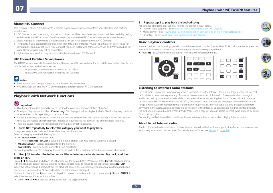 Playback with network functions | Pioneer VSX-923-S User Manual | Page 54 / 115