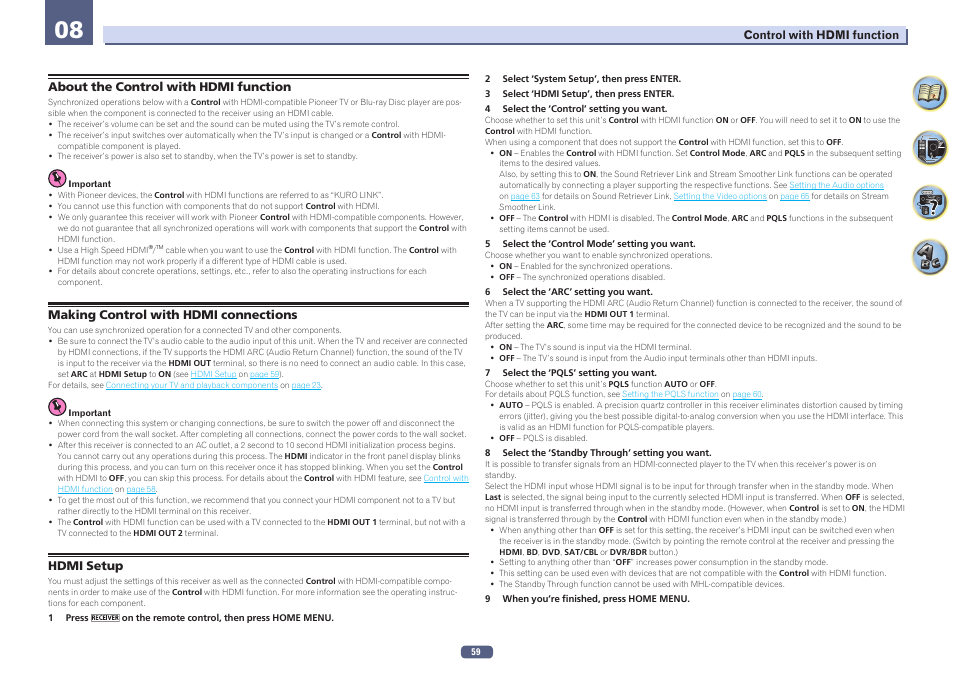 08 control with hdmi function | Pioneer VSX-923-S User Manual | Page 59 / 115