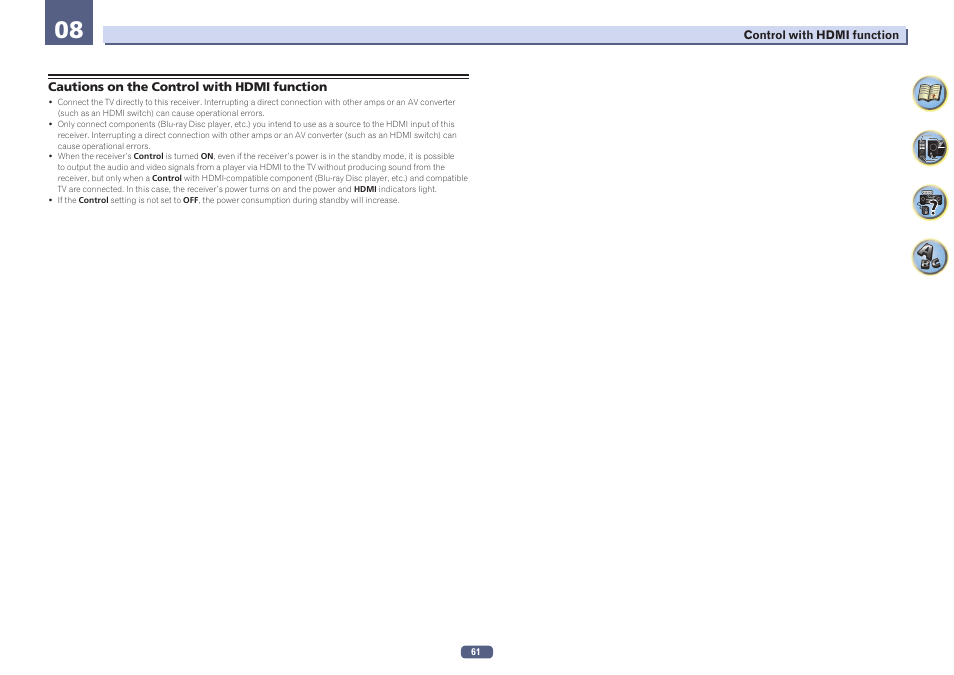 Cautions on the control with hdmi function | Pioneer VSX-923-S User Manual | Page 61 / 115