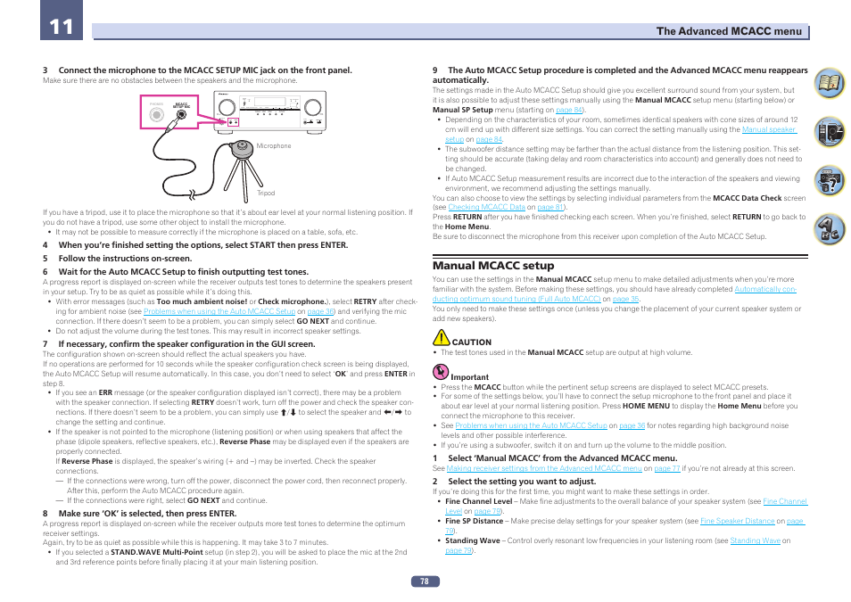 Manual mcacc setup | Pioneer VSX-923-S User Manual | Page 78 / 115