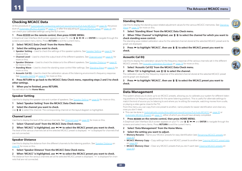 Checking mcacc data data management | Pioneer VSX-923-S User Manual | Page 81 / 115