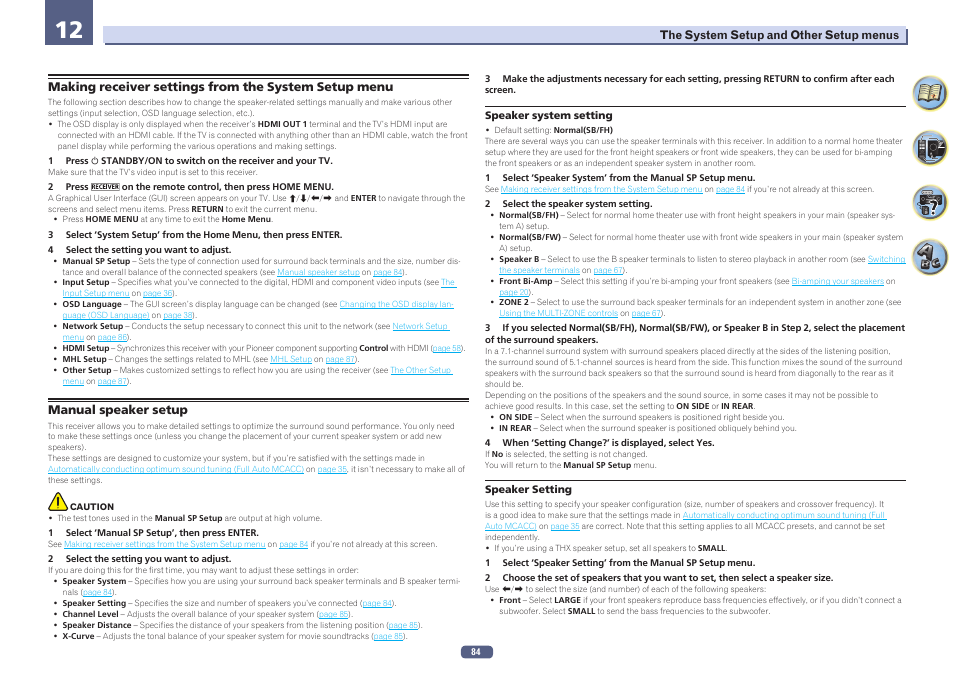 12 the system setup and other setup menus | Pioneer VSX-923-S User Manual | Page 84 / 115