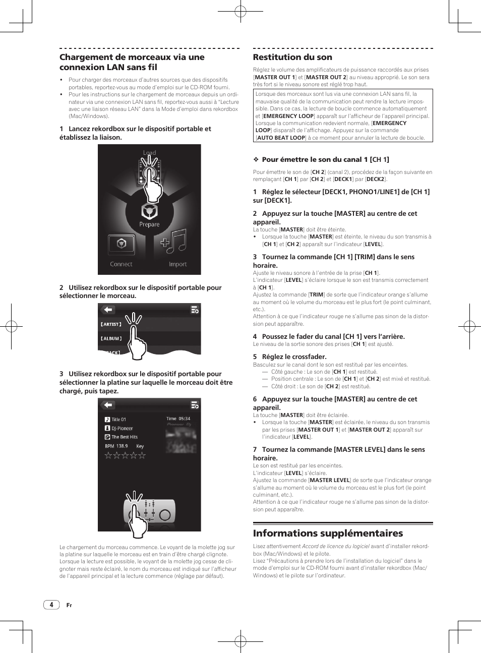 Informations supplémentaires, Restitution du son | Pioneer XDJ-AERO User Manual | Page 10 / 60