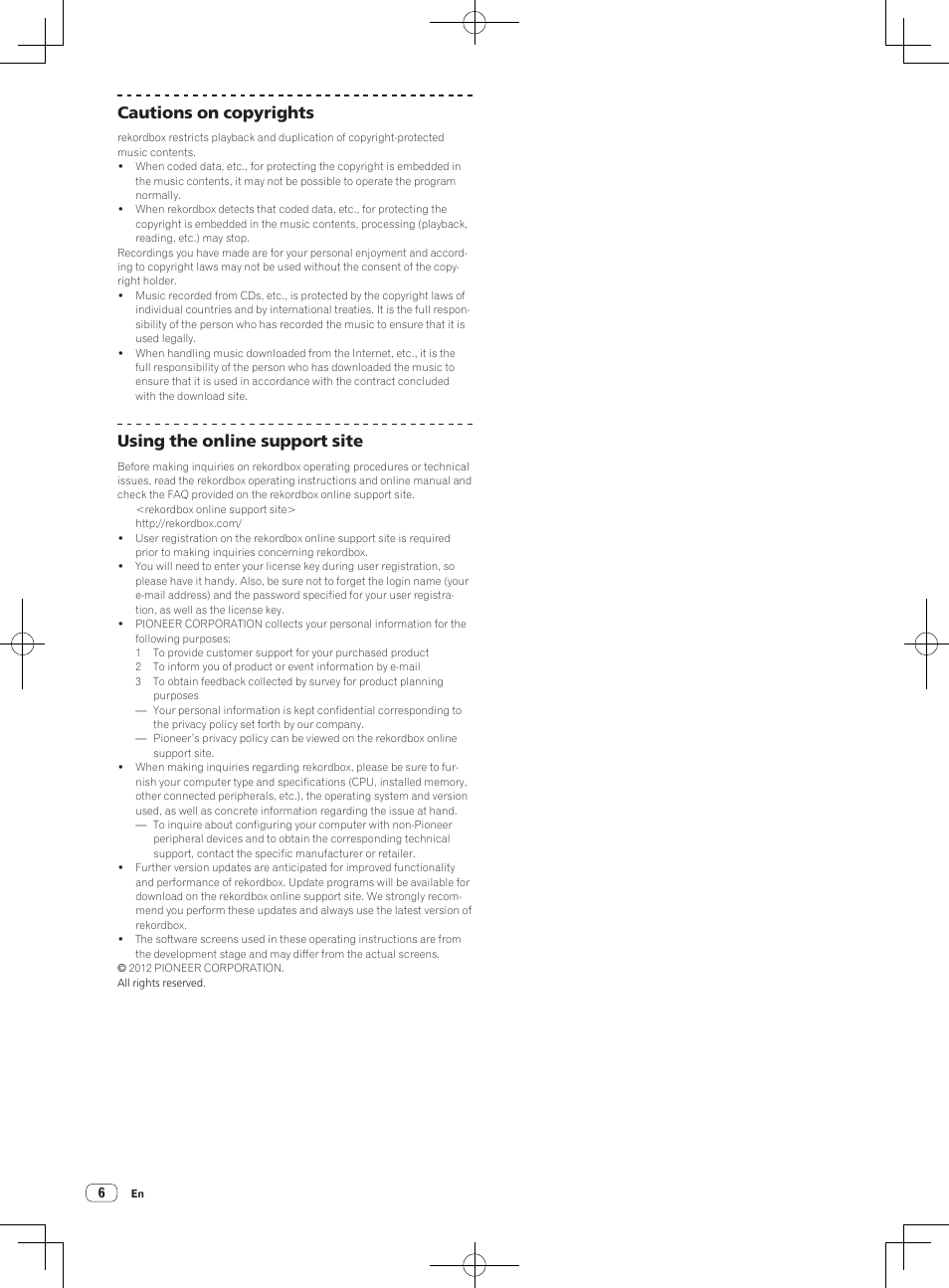 Cautions on copyrights, Using the online support site | Pioneer XDJ-AERO User Manual | Page 6 / 60