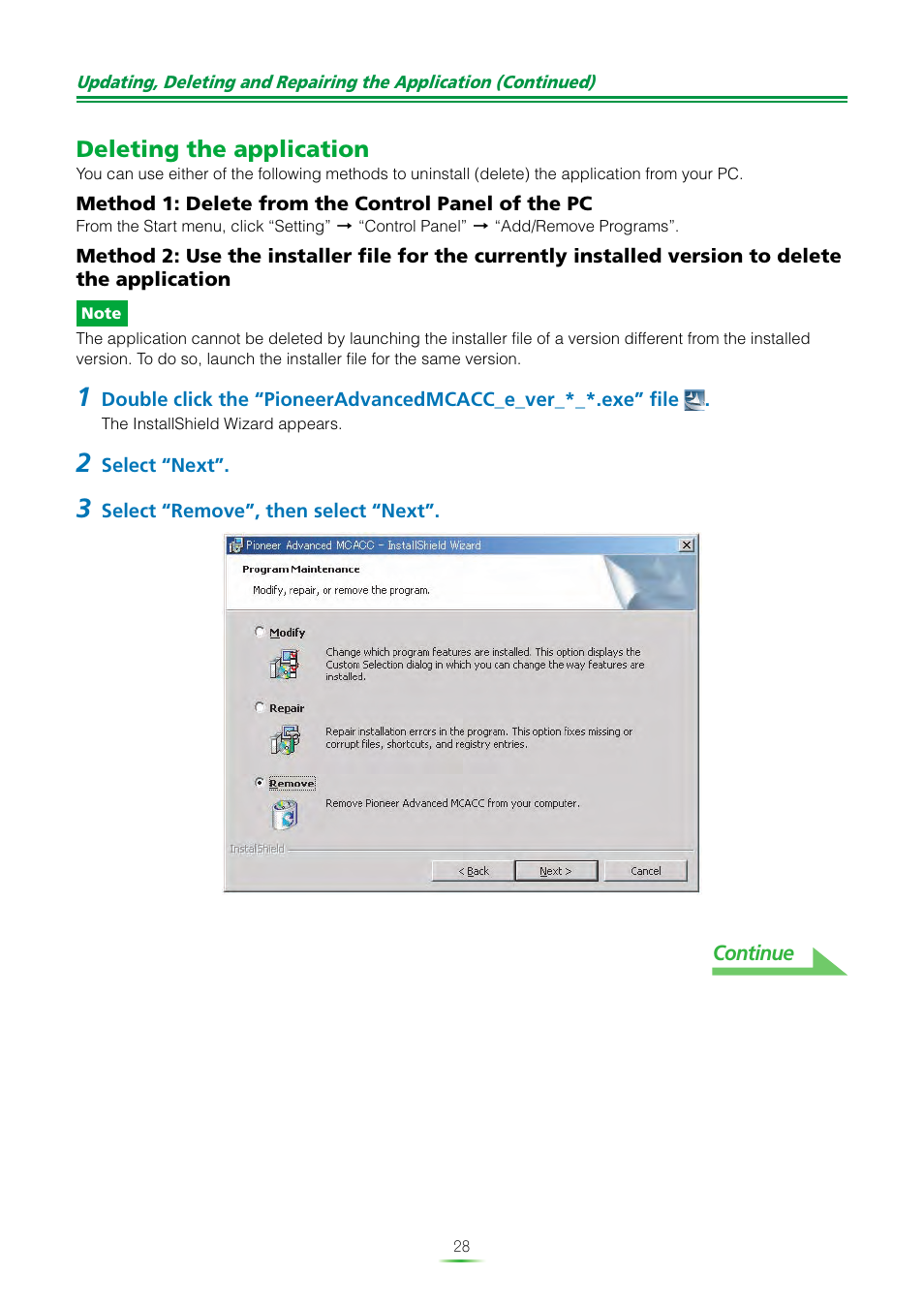 Deleting the application | Pioneer VSX-LX51 User Manual | Page 28 / 37