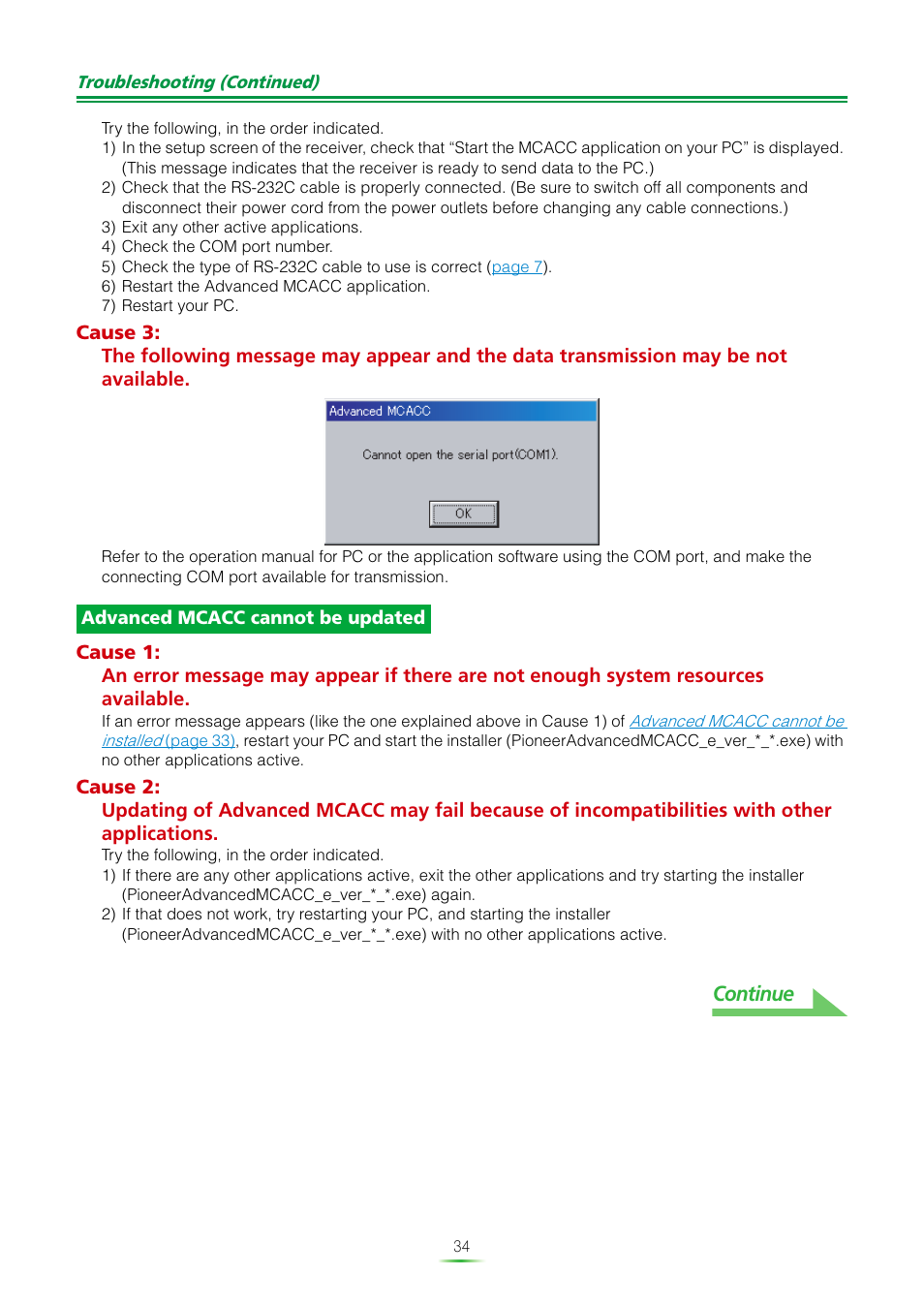 Continue | Pioneer VSX-LX51 User Manual | Page 34 / 37