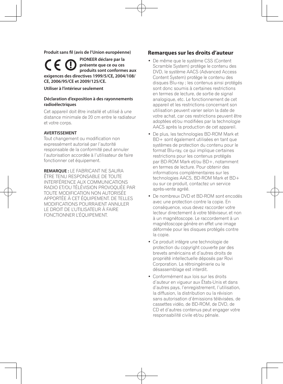 Remarques sur les droits d’auteur | Pioneer BCS-727 User Manual | Page 100 / 588