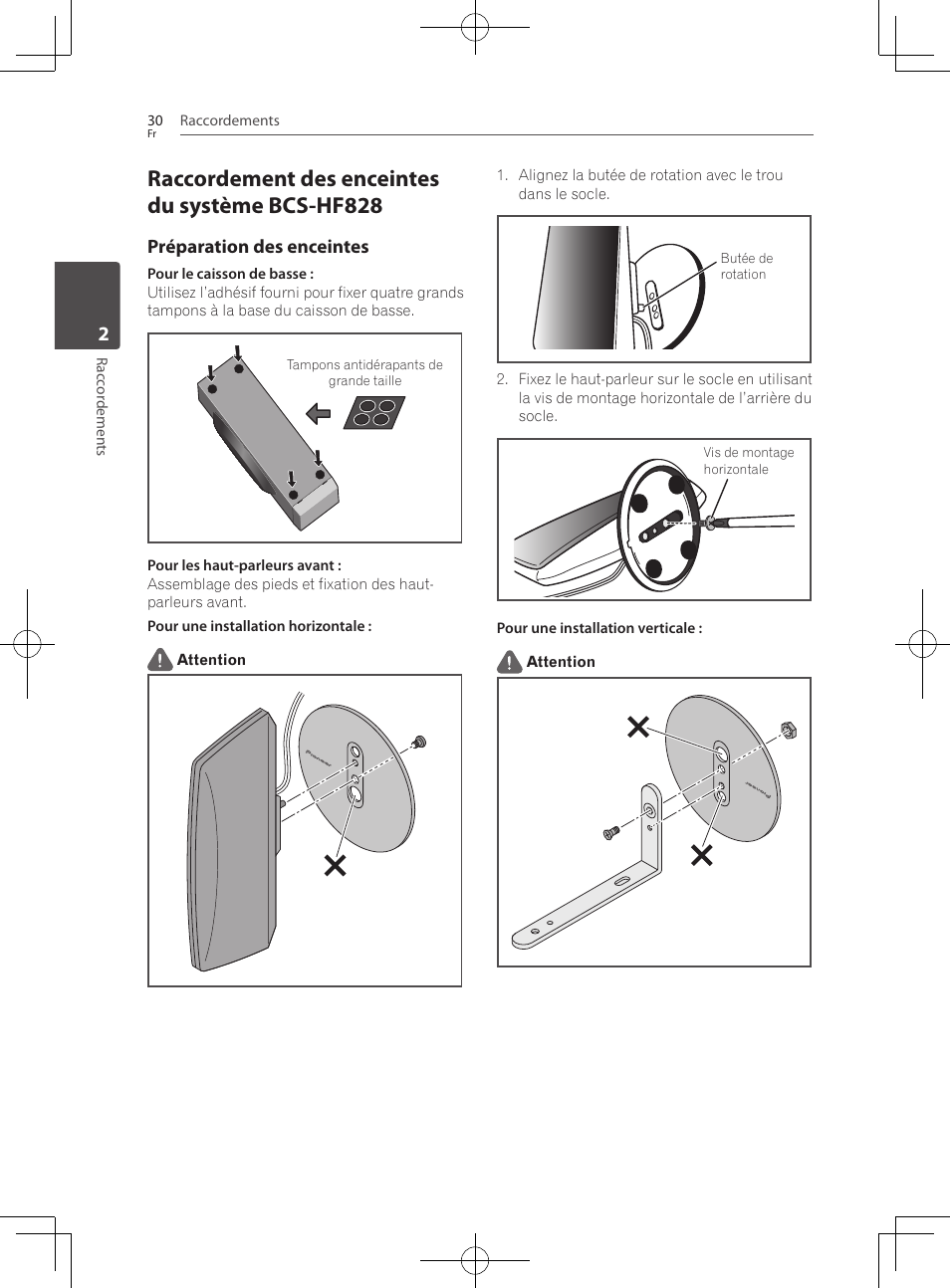Raccordement des enceintes du système bcs-hf828, Préparation des enceintes | Pioneer BCS-727 User Manual | Page 126 / 588