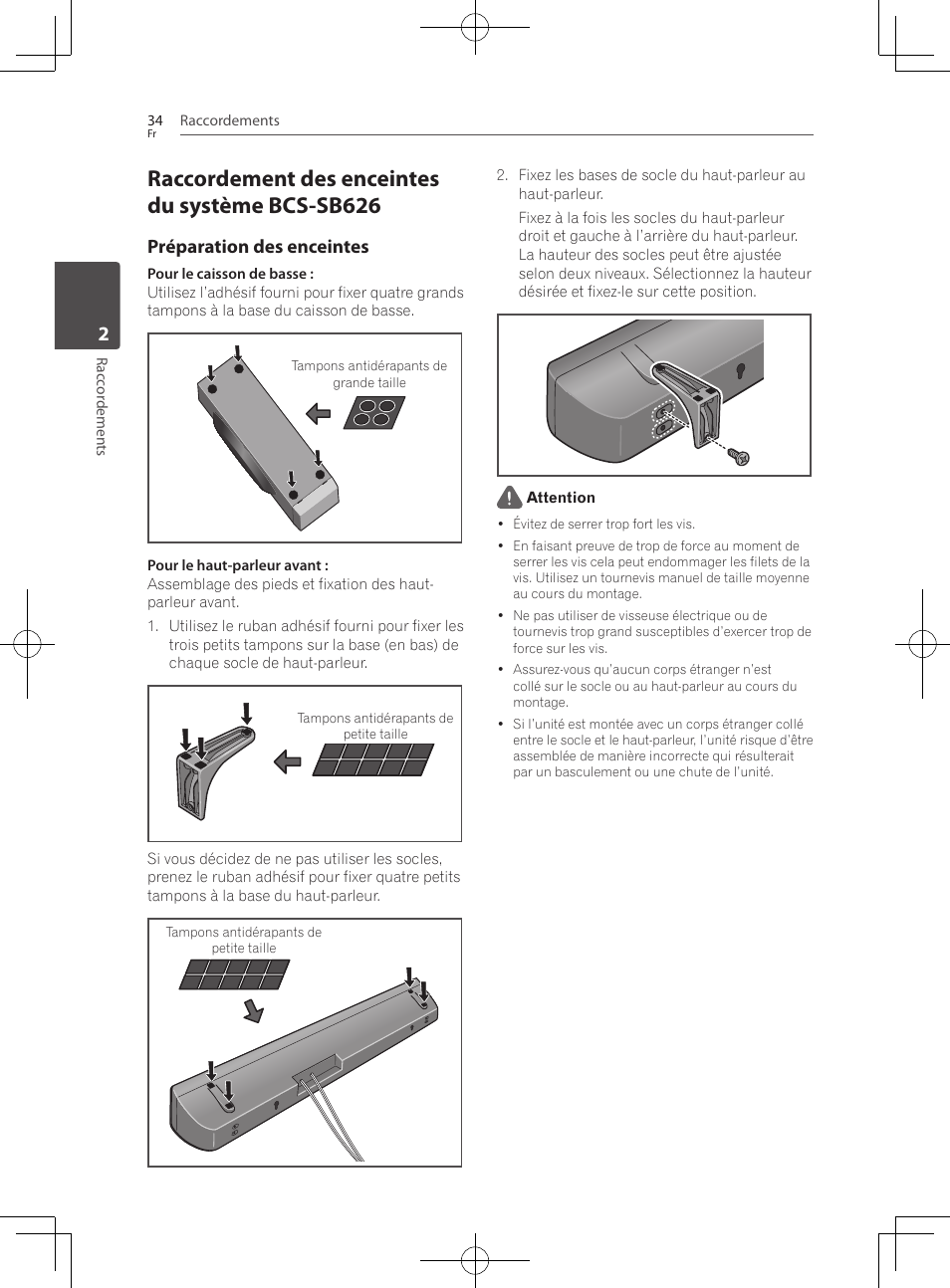 Raccordement des enceintes du système bcs-sb626, Préparation des enceintes | Pioneer BCS-727 User Manual | Page 130 / 588