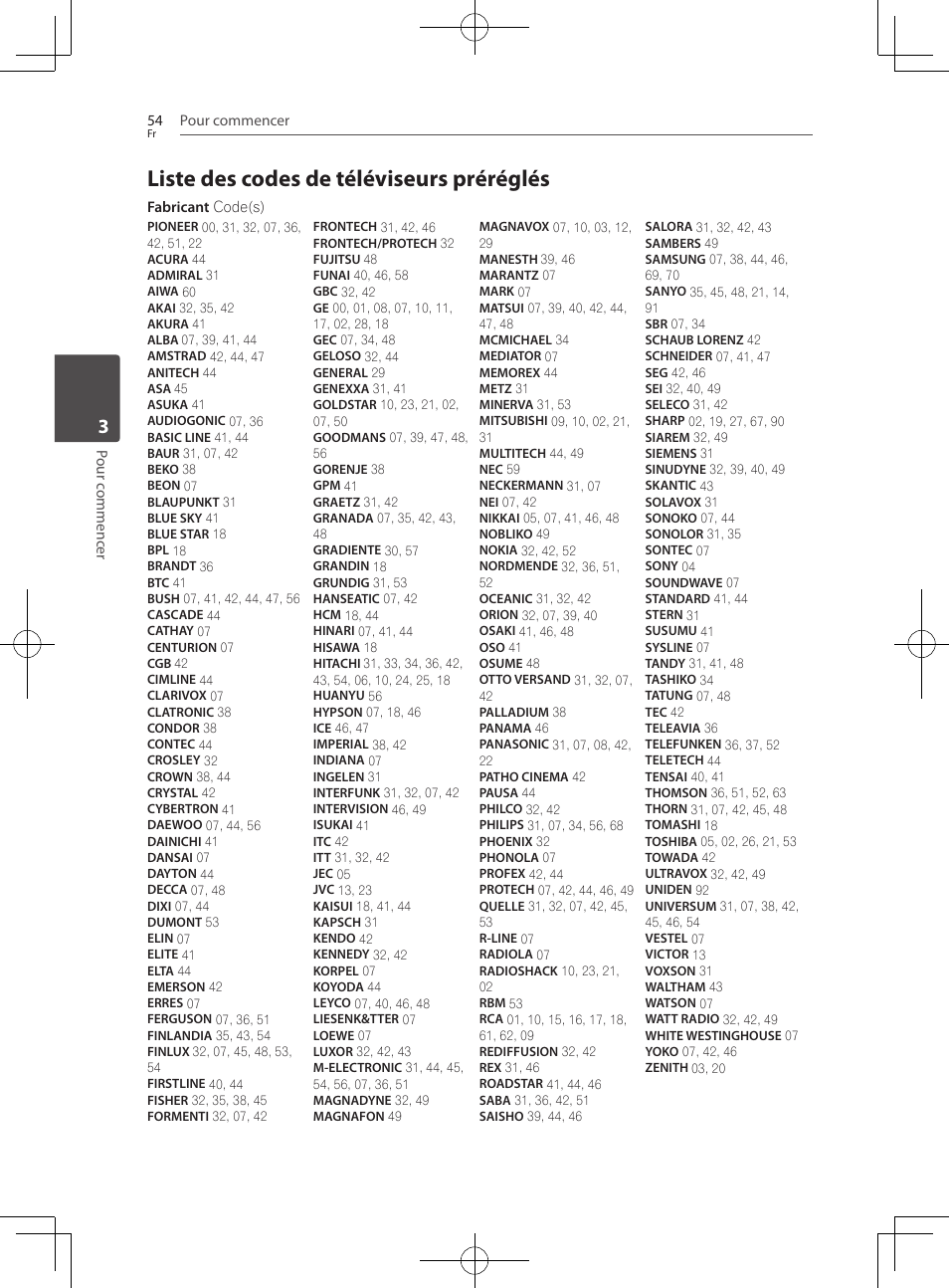 Liste des codes de téléviseurs préréglés | Pioneer BCS-727 User Manual | Page 150 / 588