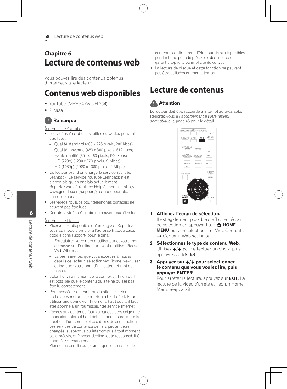 Contenus web disponibles, Lecture de contenus, Lecture de contenus web | Chapitre 6 | Pioneer BCS-727 User Manual | Page 164 / 588